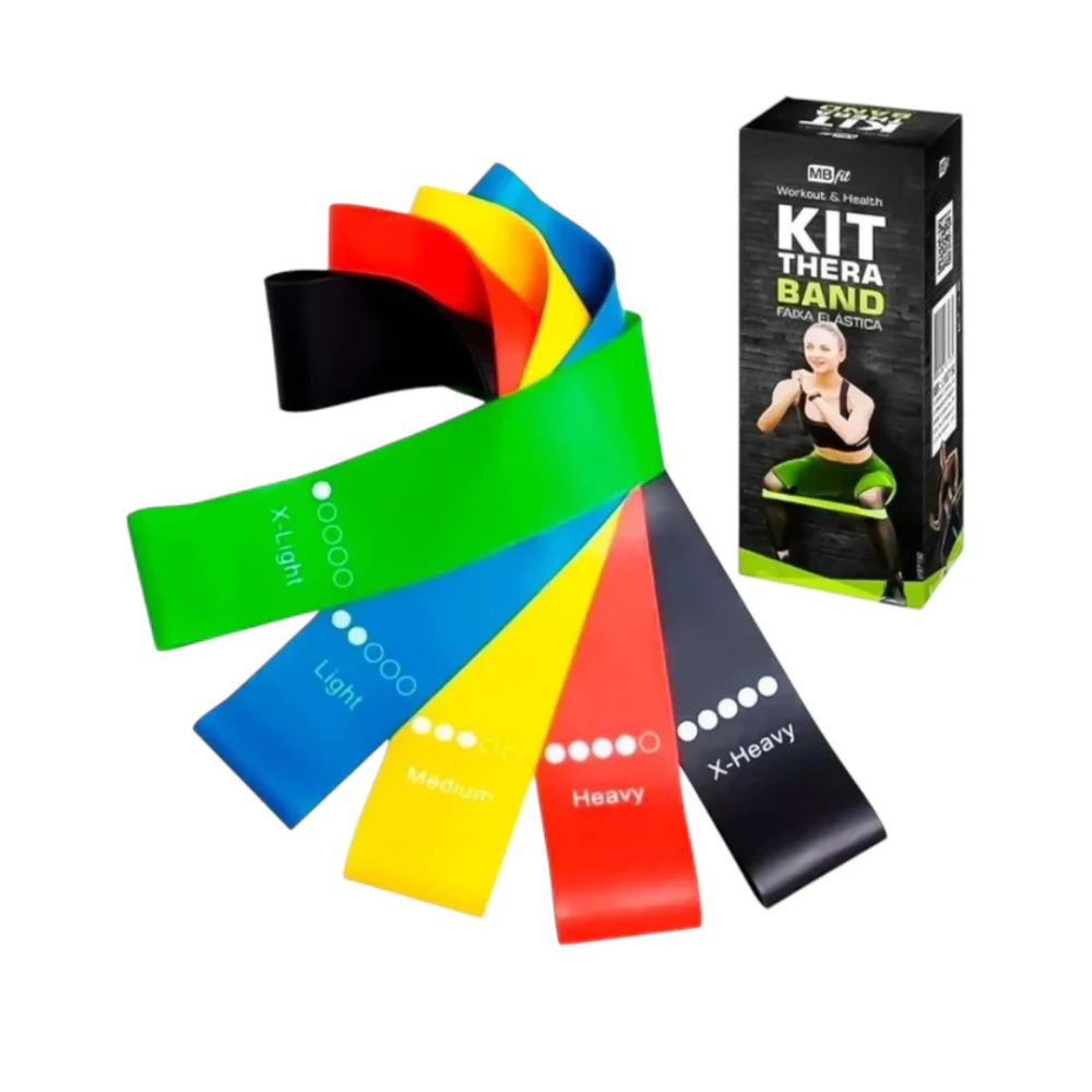 Kit com 5 Faixas Elásticas para Exercícios Pro